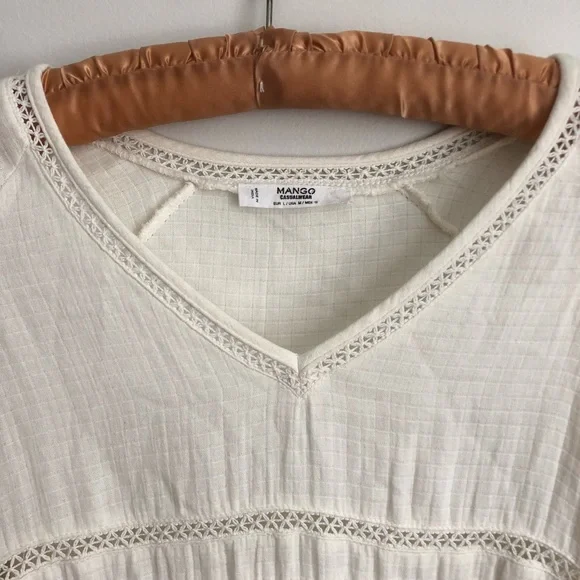 Mango • White Boho Top Large - Picture 2 of 5